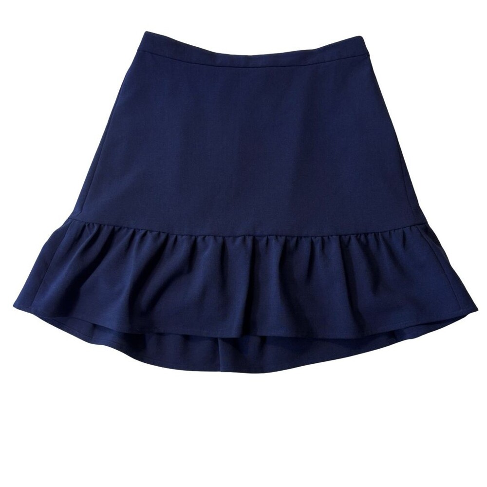 J.Crew Mercantile Size 2 Womens Navy Blue Stretch Lined Flounce Mini Skirt - EUC